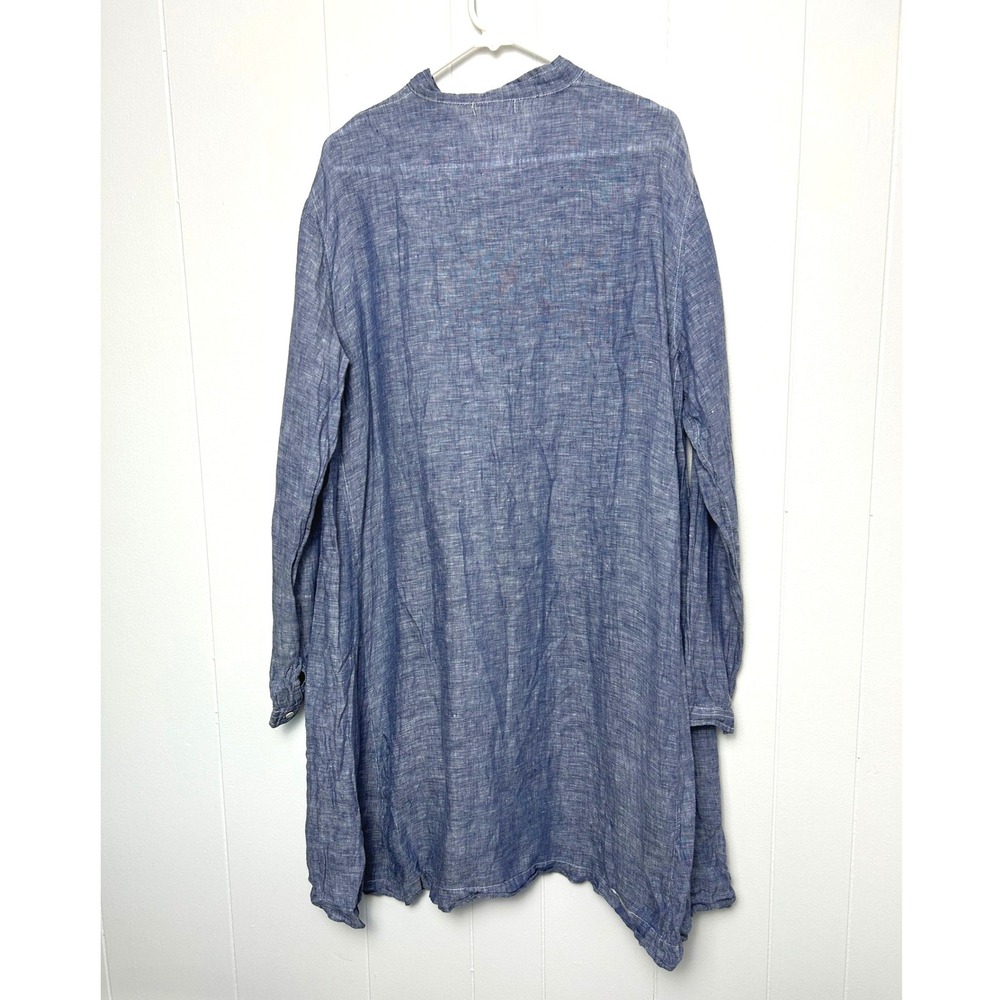 CP Shades 100% Linen Jasmine Tunic Dress Women XL Blue lagenlook boho minimalist - Picture 2 of 9